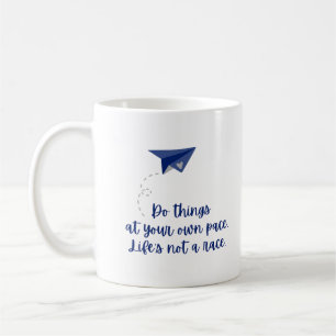 Motivational Paper Airplane Quote on Black Coffee Mug