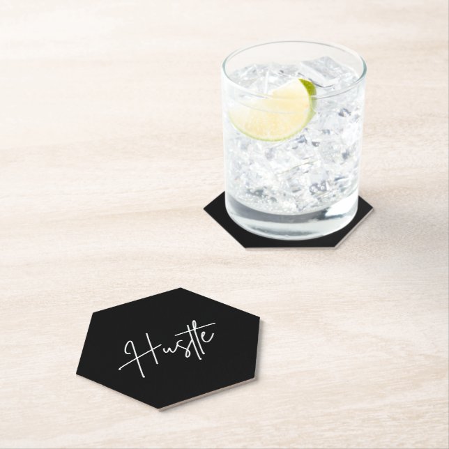 Motivational Paper Coasters - Hustle Quote (Insitu)
