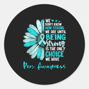 Motivational Pcos Awareness Sunflower Ribbon Teal Classic Round Sticker