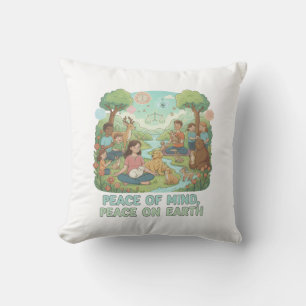Motivational Peace of Mind, Peace on Earth Design Throw Pillow
