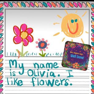 Motivational Personalized Heart Floral Teacher  Square Sticker