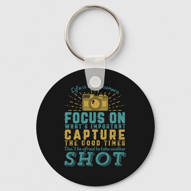 Motivational Photography Quote Life Is Like Camera Keychain (Front)