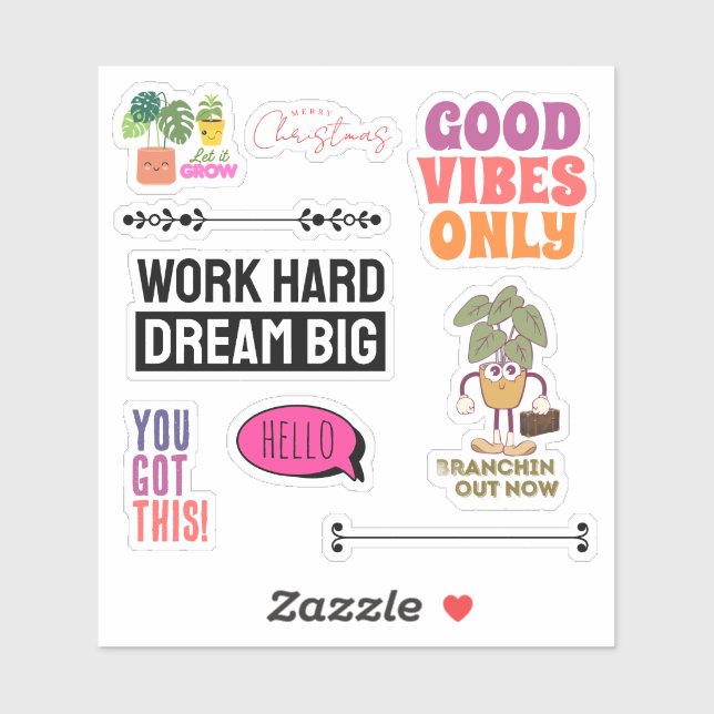Motivational Plant Quote Sticker Sheet | Christmas (Feuille)