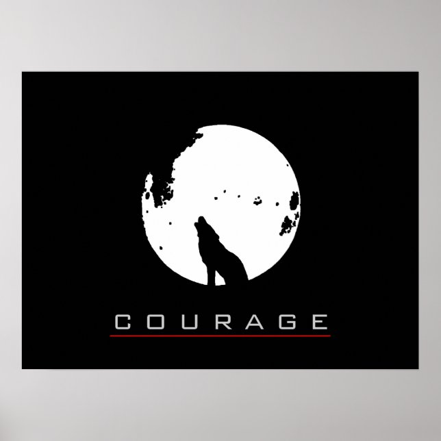 Motivational Pop Art Courage Wolf Poster Imprimer (Devant)