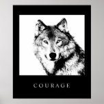 Motivational Pop Art Courage Wolf Poster Print<br><div class="desc">Digital Artwork - Wolf Head Computer Animal Art - College Pop Art - Wild Big Animals Computer Images</div>