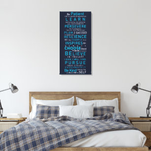 Motivational Positive Sayings, Electric, Navy Blue Canvas Print