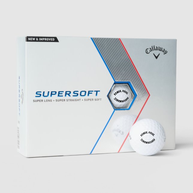 Motivational 'Power. Poise. Performance.' Strength Golf Balls (Packaging)