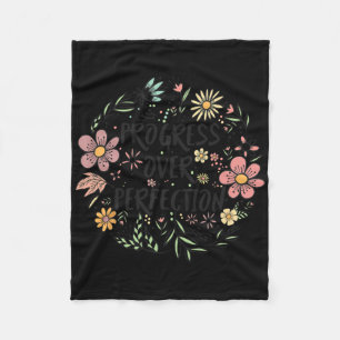 Motivational Progress Over Perfection Back To Scho Fleece Blanket