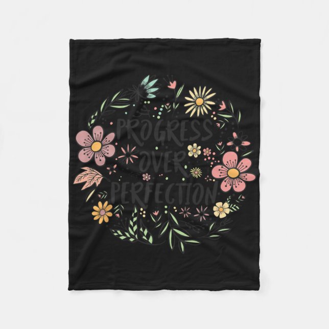 Motivational Progress Over Perfection Back To Scho Fleece Blanket (Front)