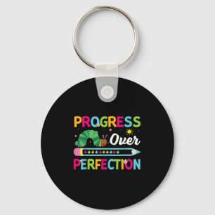 Motivational Progress Over Perfection Back To Scho Keychain