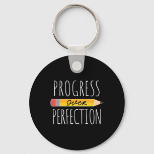 Motivational Progress Over Perfection back to Scho Keychain