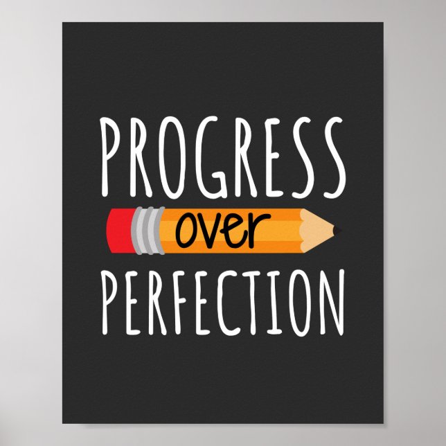 Motivational Progress Over Perfection Poster (Front)