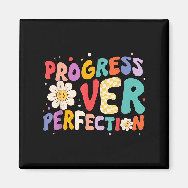 Motivational Progress Over Perfection Teacher Back Magnet (Front)