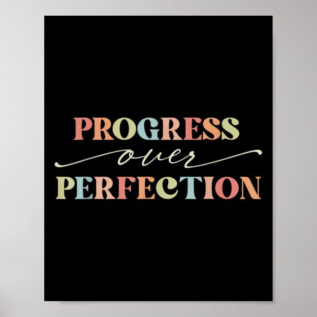 Motivational Progress Over Perfection Teacher Back Poster (Front)