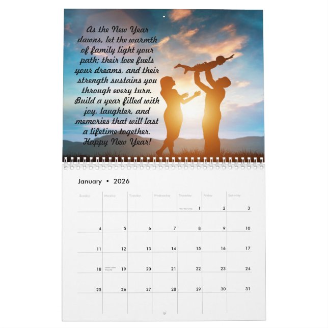 MOTIVATIONAL QUOTE  2024 FAMILY  CALENDAR (Jan 2026)