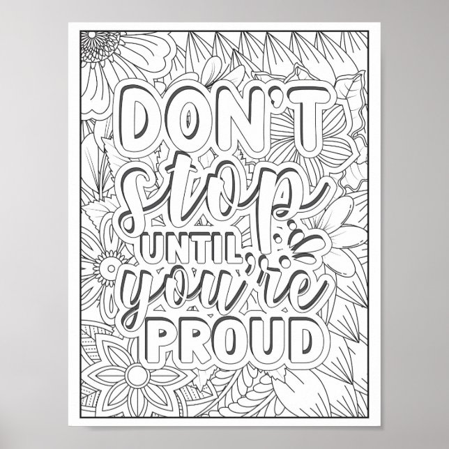Motivational Quote Adult Colouring Poster (Front)