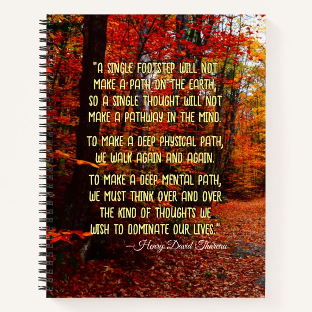 Motivational Quote Autumn Woods New Hampshire  Notebook (Front)