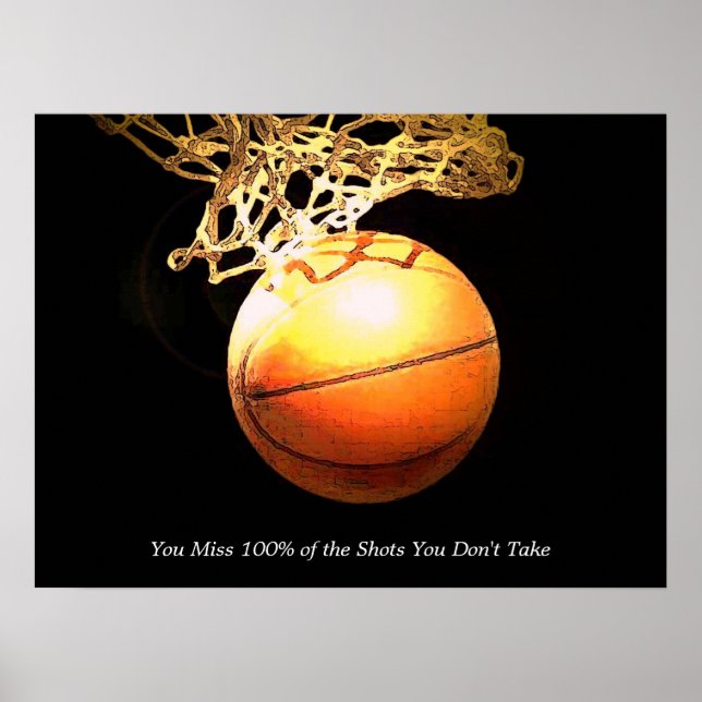Motivational Quote Basketball Creative Art Poster (Front)