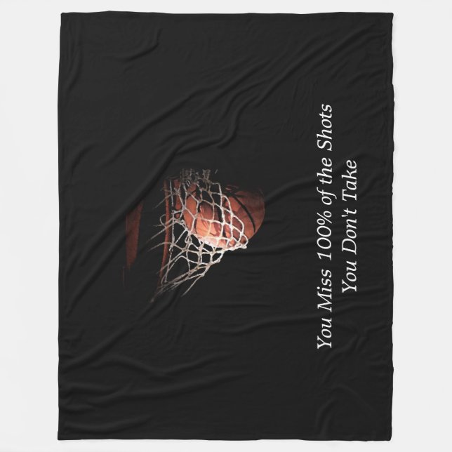 Motivational Quote Basketball Fleece Blanket (Front)