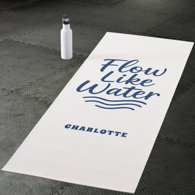 Motivational quote blue flow like water yoga mat (Creator Uploaded)