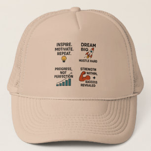 Motivational Quote Cap – Hustle Hard, Dream Big, I