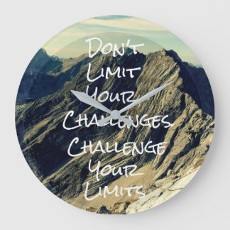 Motivational Quote: Challenge Your Limits Large Clock
