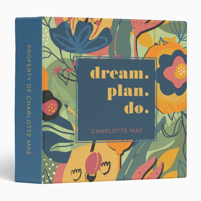 Motivational Quote Colourful Abstract Floral Binder (Front/Spine)