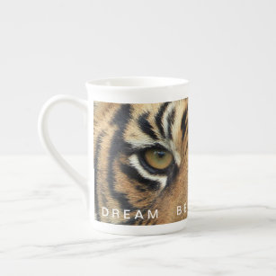 Motivational Quote Dream Believe Achieve Tiger Eye Bone China Mug