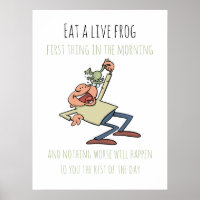 Motivational Quote Eat A Live Frog Funny Cartoon