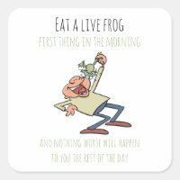 Motivational Quote Eat A Live Frog Funny Cartoon