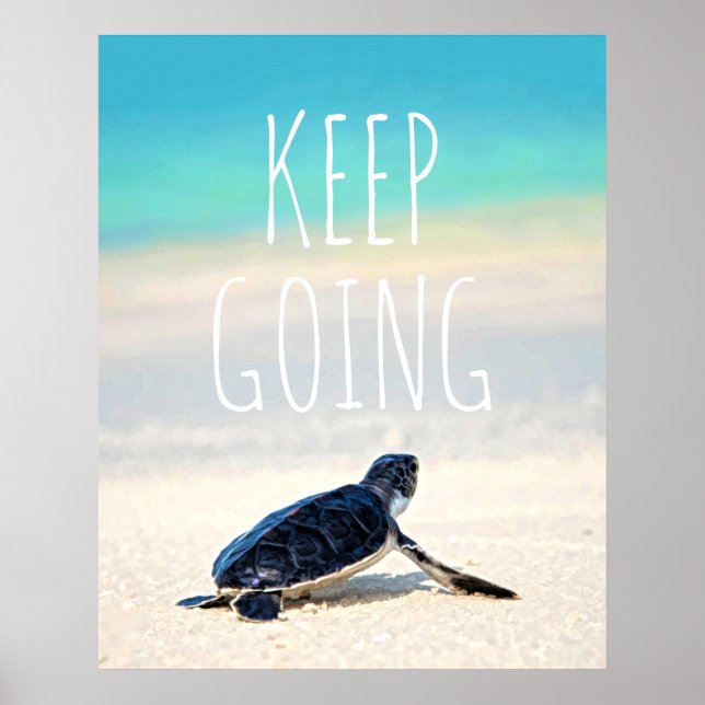 Motivational Quote Keep Going Turtle Beach Poster (Front)