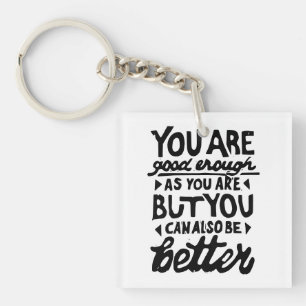 Motivational Quote Lino Print Keychain