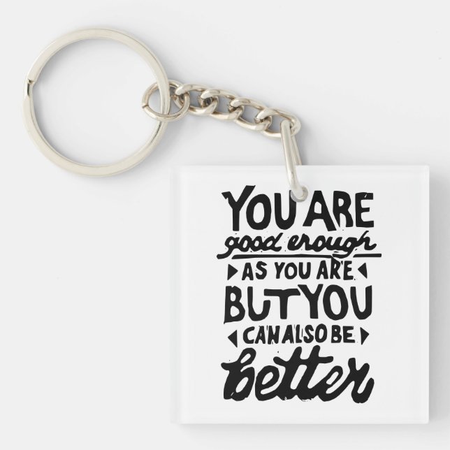 Motivational Quote Lino Print Keychain (Front)