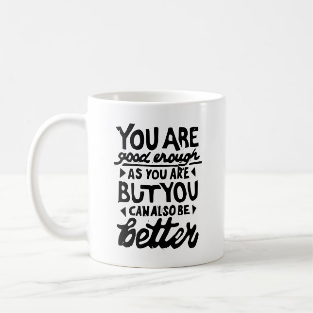 Motivational Quote Lino Print Mug (Left)