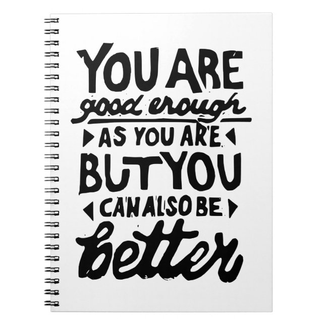 Motivational Quote Lino Print Spiral Notebook (Front)