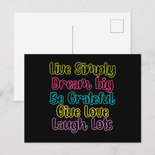 Motivational Quote Live Simply Dream Give Love Postcard