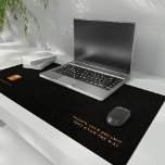 Motivational quote name personalized black leather desk mat<br><div class="desc">Monogram initials and name personalized luxury chic black leather look and metallic gold copper (PRINTED, NOT REAL LEATHER OR METALLIC FOIL) desk mat with an inspirational motivational quote or your text. Can be a great gift for a student, graduate, or business manager for Christmas, birthday, or any other anniversary occasion....</div>