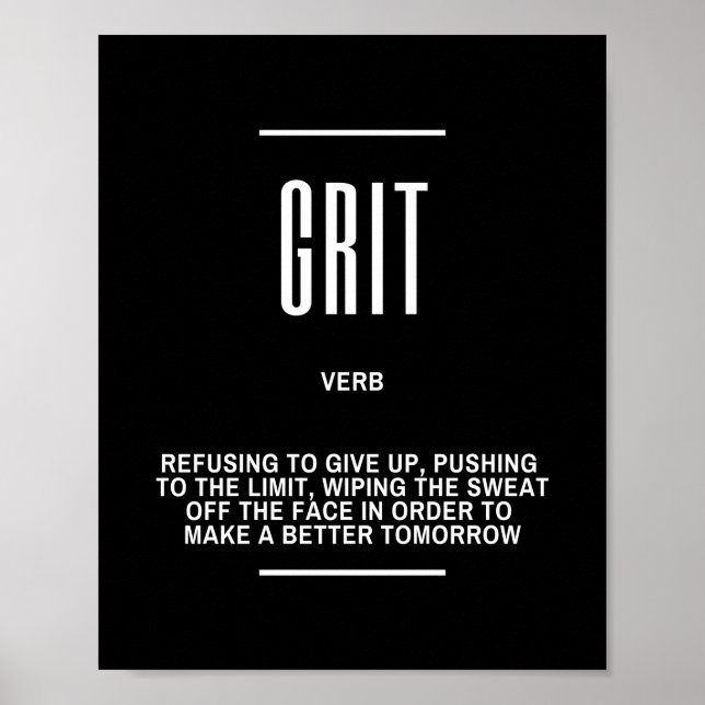 Motivational Quote On Grit Poster (Front)