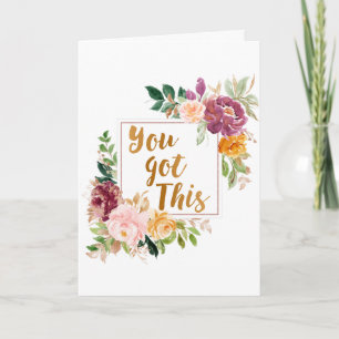Motivational Quote Pretty Colourful Rose Floral Card