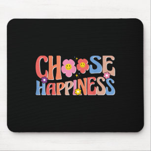 Motivational Quote Retro Groovy Choose Happiness  Mouse Pad