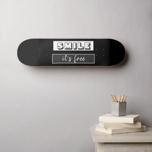 Motivational Quote Smile it`s free casual Black Skateboard