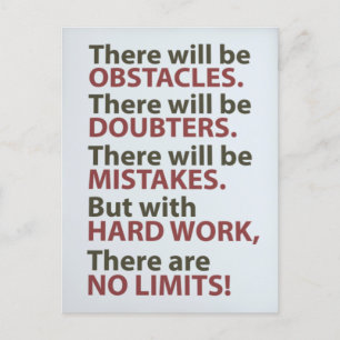 Motivational Quote - There will be obstacles Postcard