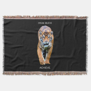 Motivational Quote Tiger Success Self Improvement Throw Blanket