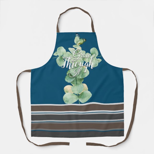 Motivational Quote Watercolor Botanical Apron (Front)