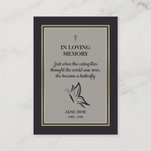 Motivational Quote with Buttefly in Loving Memory Business Card