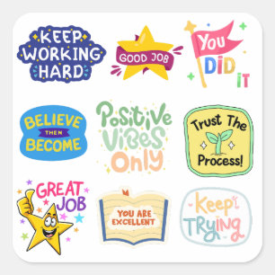Motivational Quotes Positive Vibes Teacher Student Square Sticker