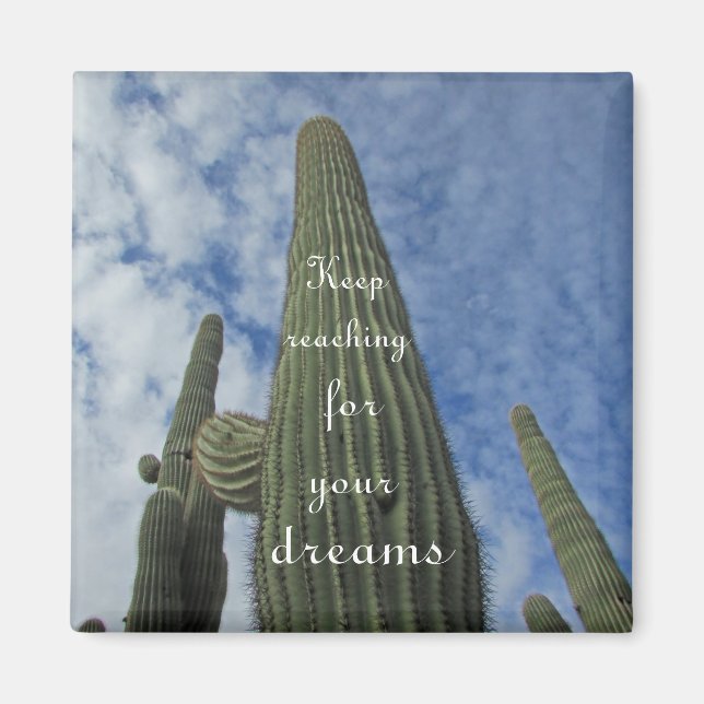Motivational Reach for Dreams Cactus Southwest Magnet (Front)