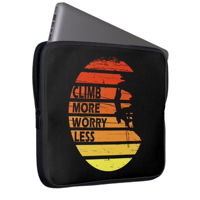 Motivational rock climbing saying laptop sleeve (Front Right)