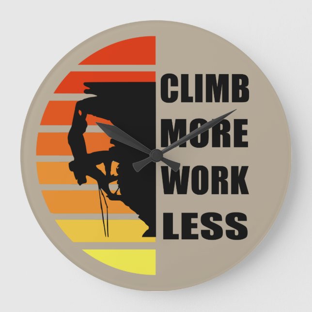 Motivational rock climbing saying large clock (Front)