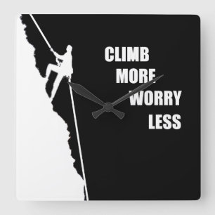 Motivational rock climbing square wall clock